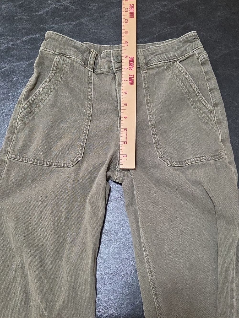 American Eagle Super High Rise Baggy Wide Leg Utility Jeans Olive Green 0 EUC - Picture 8 of 10